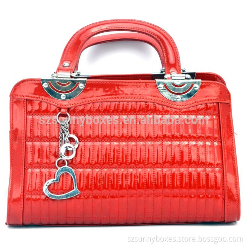 China wholesale Red Genuine Leather Tote Bag Handbag for Women